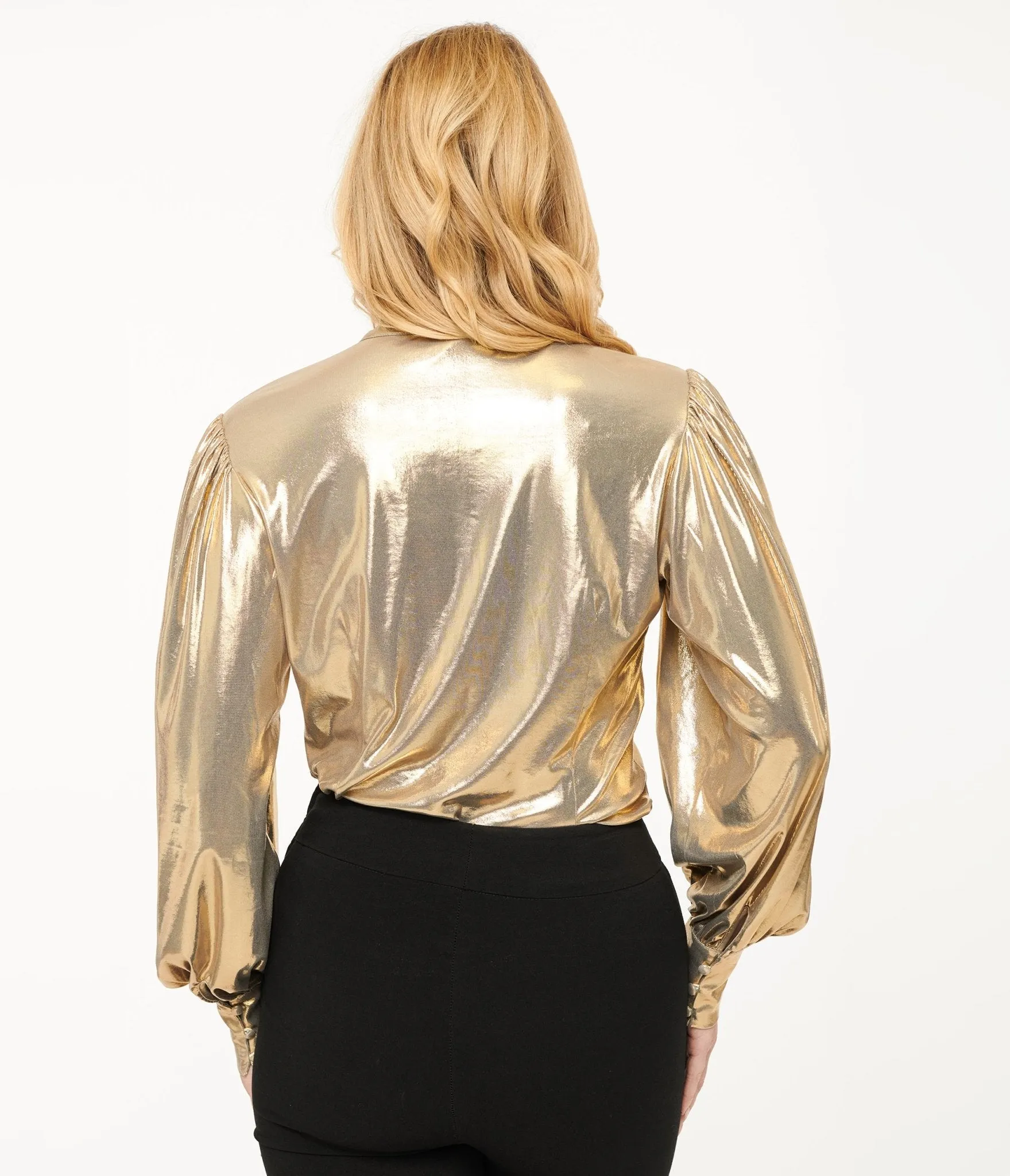 Unique Vintage 1950s Metallic Gold Gwen Blouse