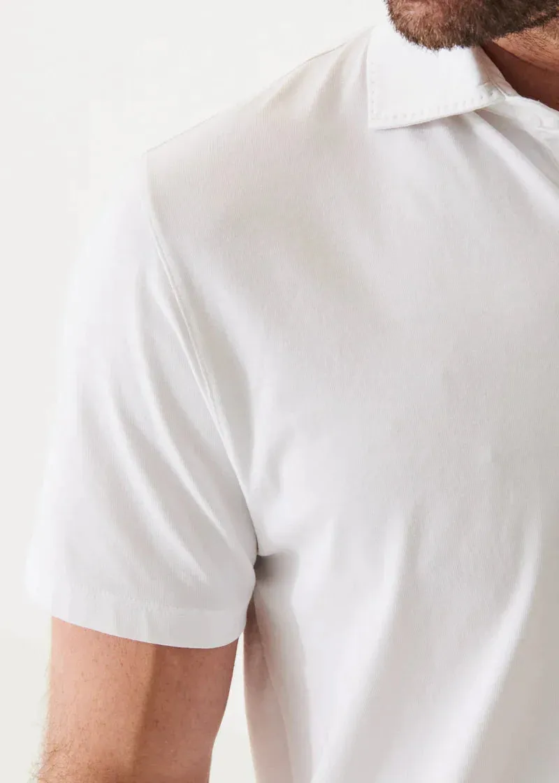 White Iconic Pima Cotton Stretch Short Sleeve Polo - Patrick Assaraf