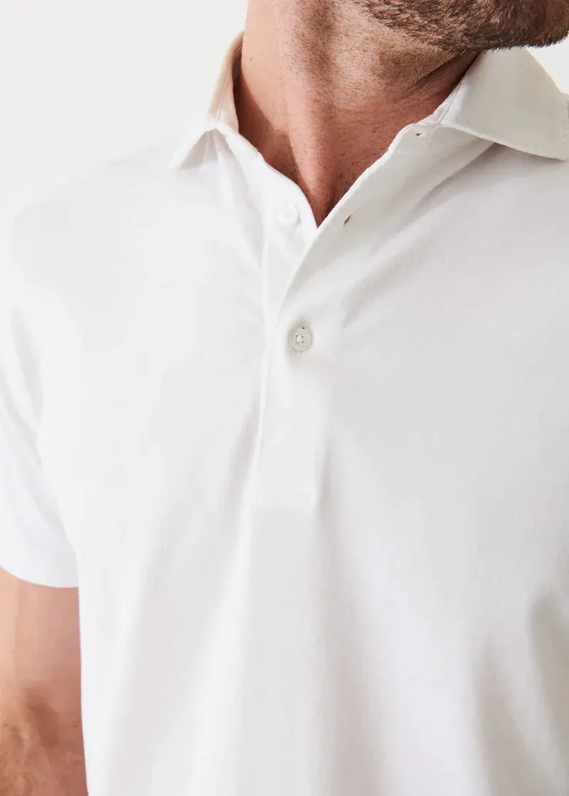 White Iconic Pima Cotton Stretch Short Sleeve Polo - Patrick Assaraf