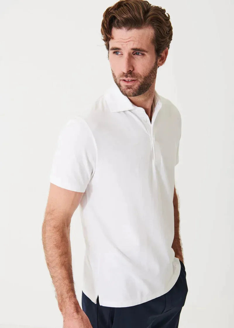 White Iconic Pima Cotton Stretch Short Sleeve Polo - Patrick Assaraf