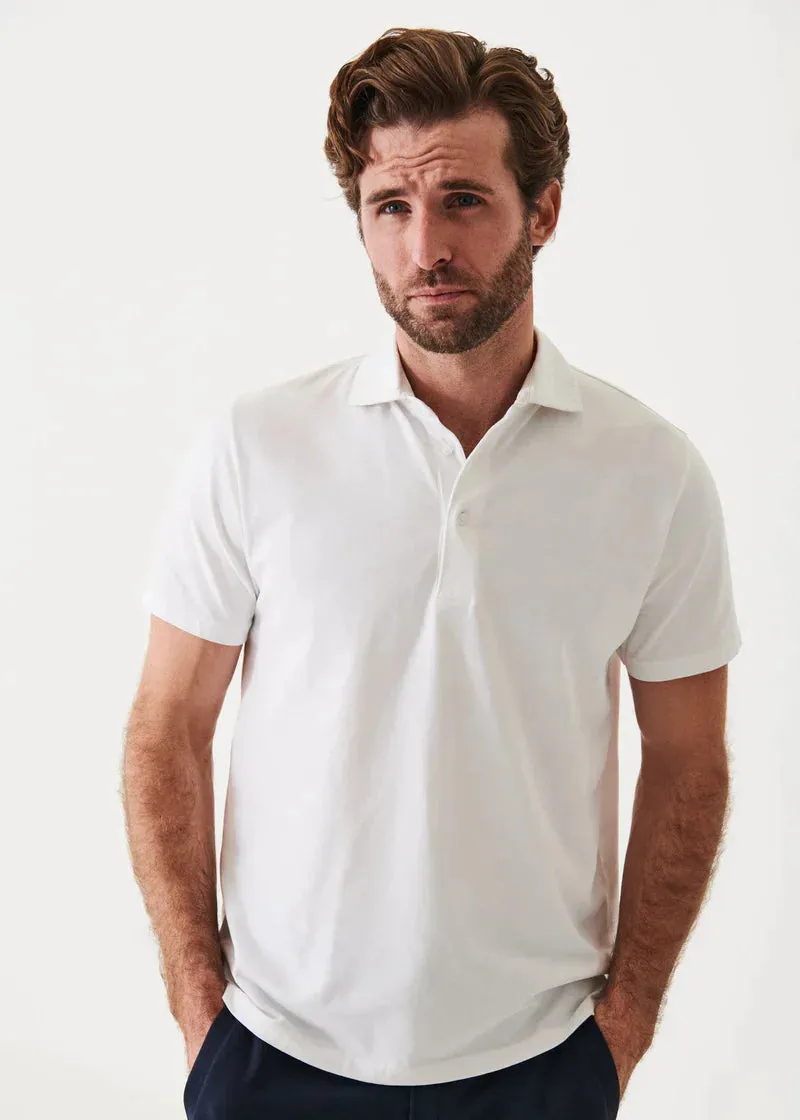 White Iconic Pima Cotton Stretch Short Sleeve Polo - Patrick Assaraf