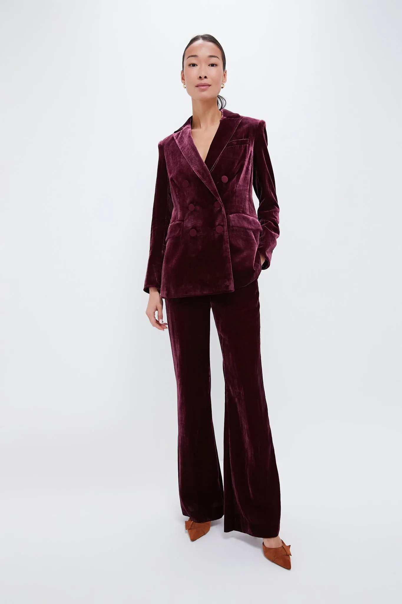 Wine Lebone Velour Pant