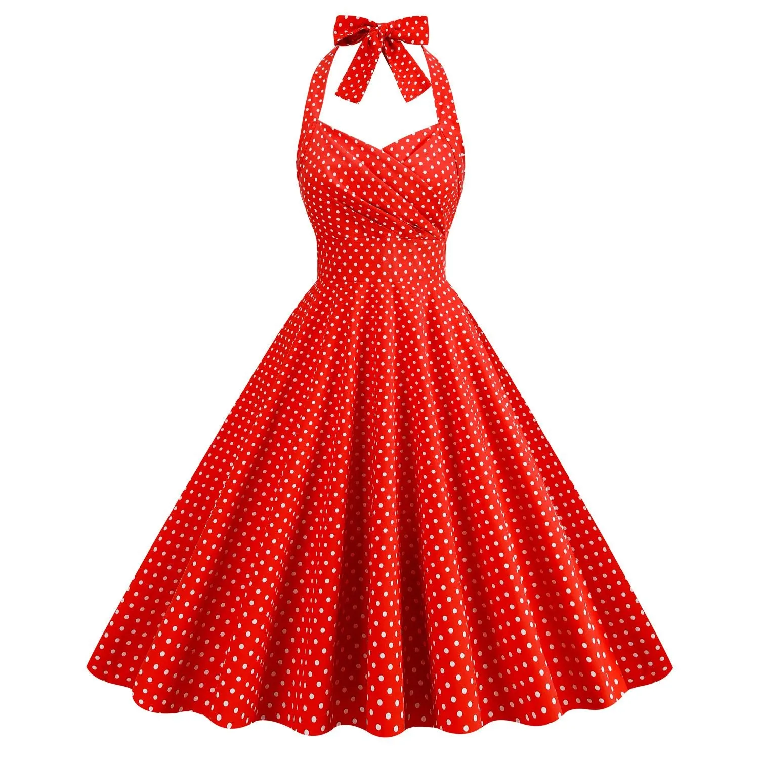 Women 1950s Halter Polka Dot Vintage Halter Cocktail Swing Pinup Rockabilly Dresses