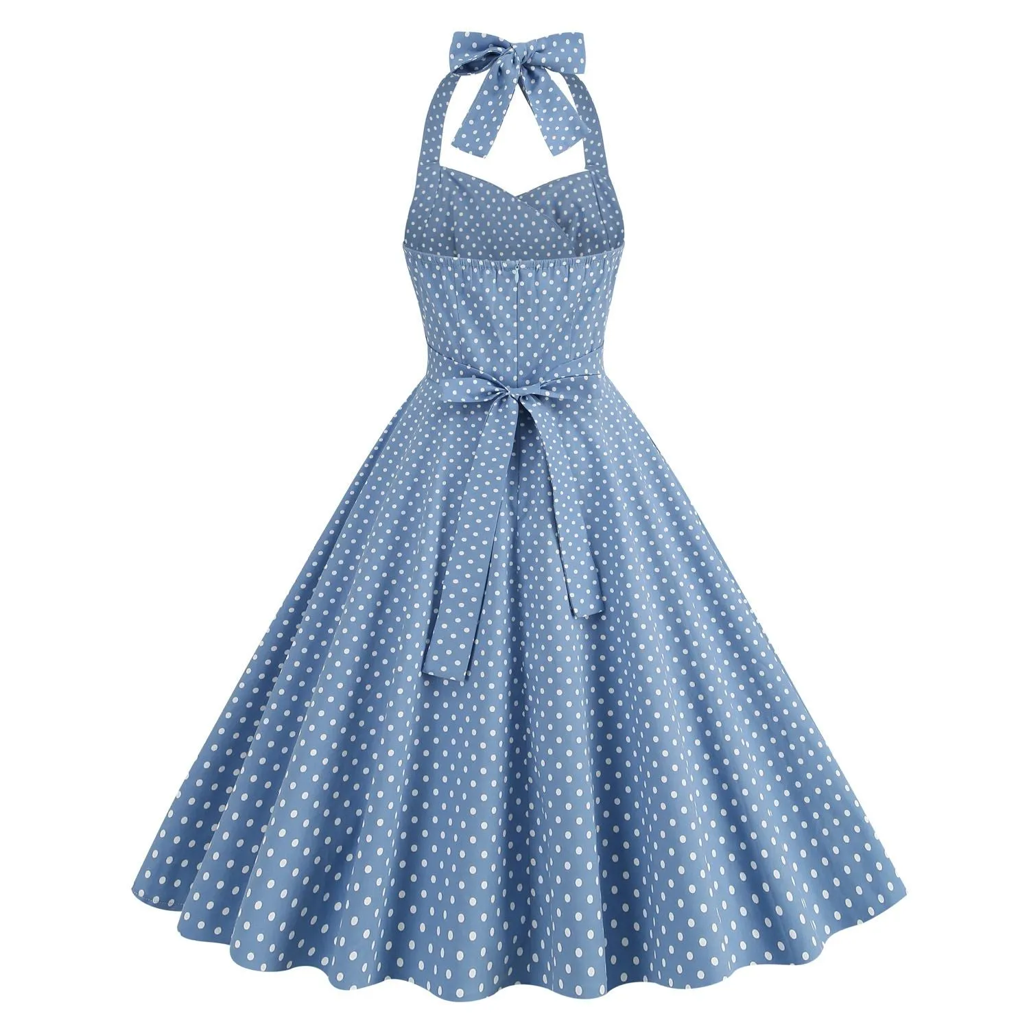 Women 1950s Halter Polka Dot Vintage Halter Cocktail Swing Pinup Rockabilly Dresses