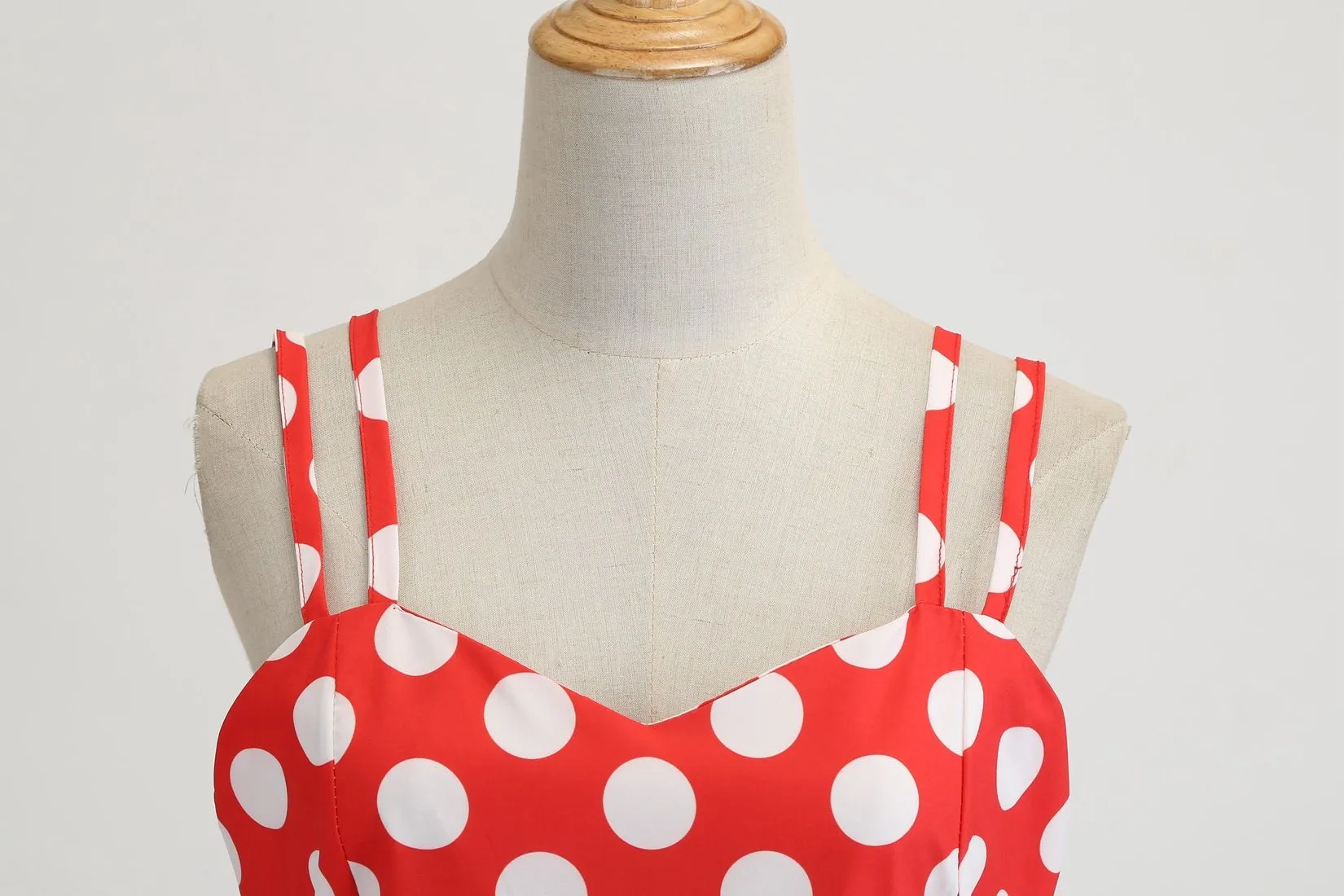 Women's 50s 60s 80s Vintage Sleeveless Strap Polka Dot A-Line Swing Cocktail Party Tea Dresses