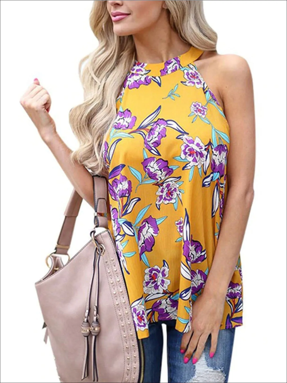 Women's Floral Fab Halter Blouse